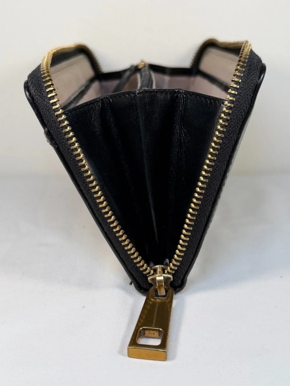MARGOT NY Black Leather Gabby Zip-Around Large Wallet